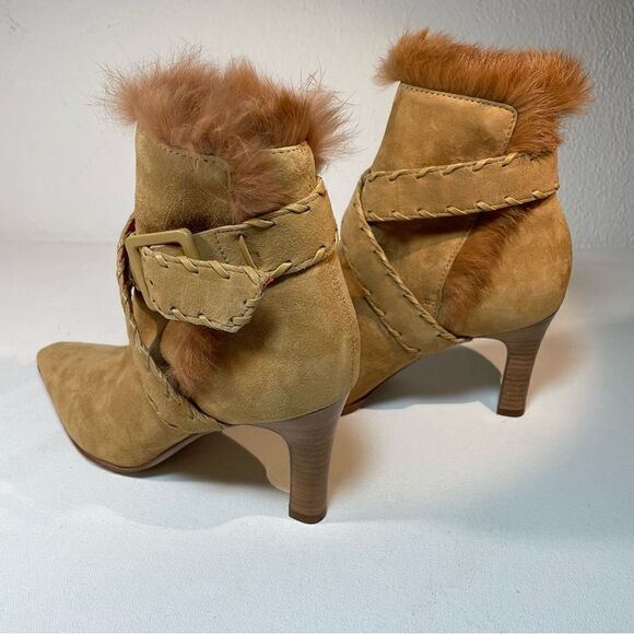 Antonio Melani suede fur trimmed stiletto ankle booties 6 - Picture 2 of 13